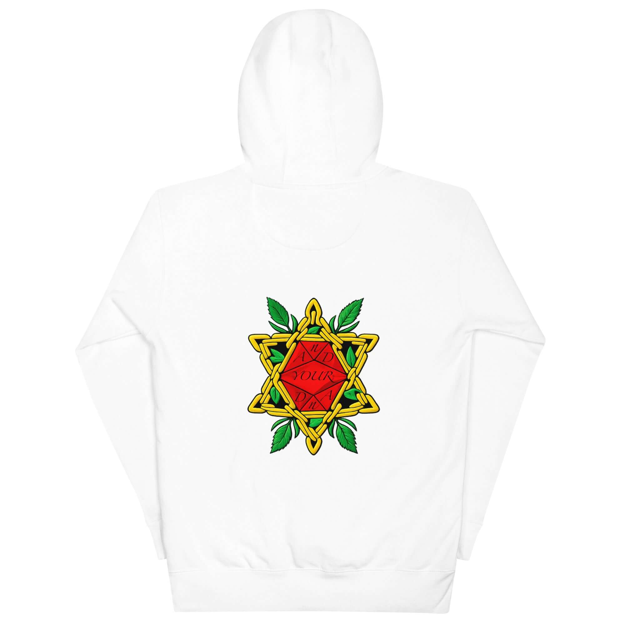 Hoodie Divitia unisex streetwear D&A with vibrant star design on back, high-quality cotton, comfort-fitted hood, and front pouch pocket.