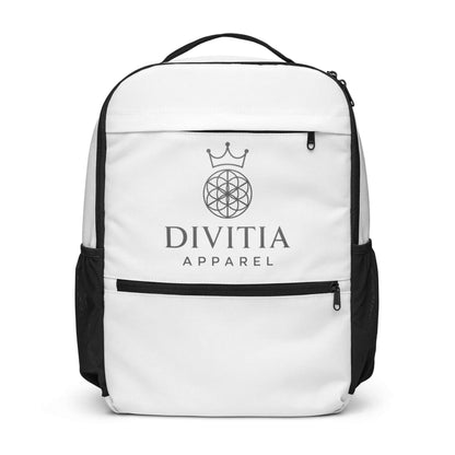 Divitia utility backpack - white trendy and practical backpack with spacious compartments, secure laptop pocket, and comfy fit.