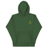 Hoodie Divitia unisex streetwear D&A in green with front pouch pocket, comfort-fitted hood, and matching drawstrings.
