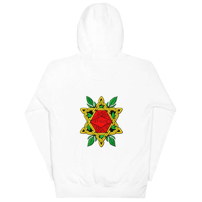 Hoodie Divitia unisex streetwear D&amp;A with vibrant star design on back, high-quality cotton, comfort-fitted hood, and front pouch pocket.